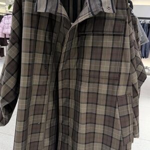 Zara Women's Plaid Trench Coat - Brown and Gray